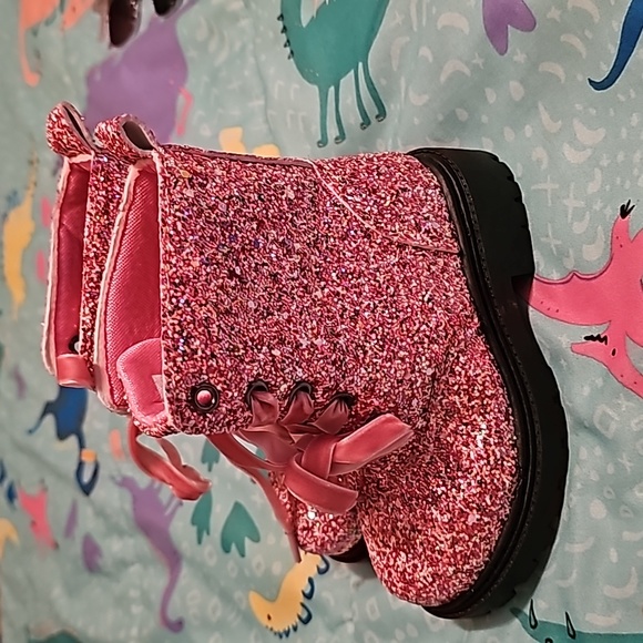Olivia Miller Shoes Olivia Miller Pink Glitter Combat Boots Poshmark